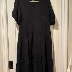 Velvet by Graham & Spencer Black Puff Sleeve Sundress